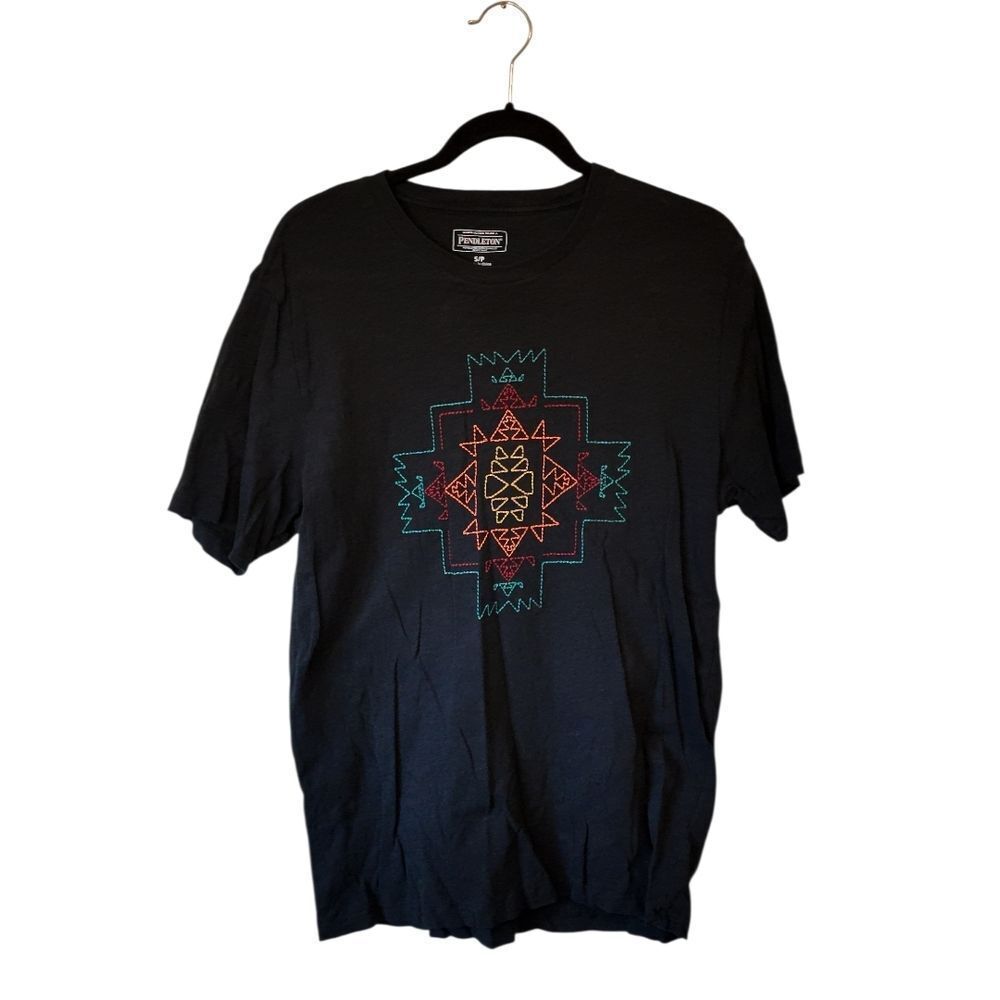 Pendleton Black Tee with Embroidered Design Size S